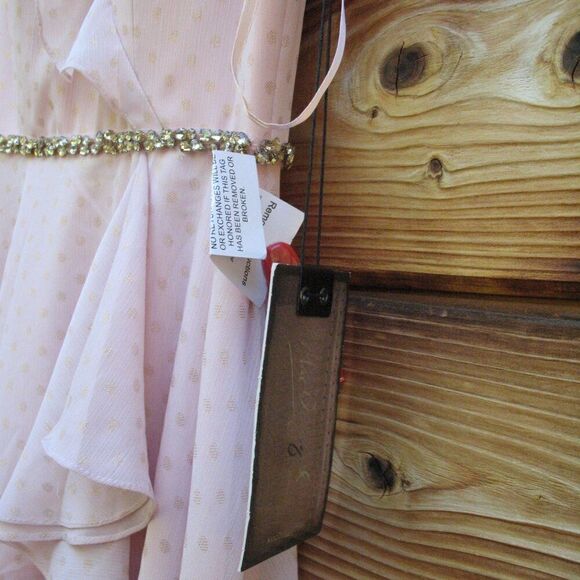 Mac Duggal Womens Pink POLKA DOT ASYMMETRICAL RUFFLE GOWN - Picture 16 of 16